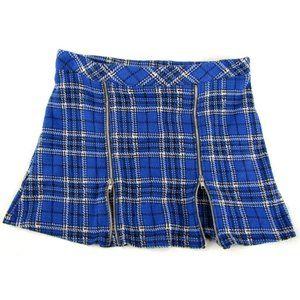 BEAUTEES Gothic Goth Plaid Zip Blue Short Mini Skirt